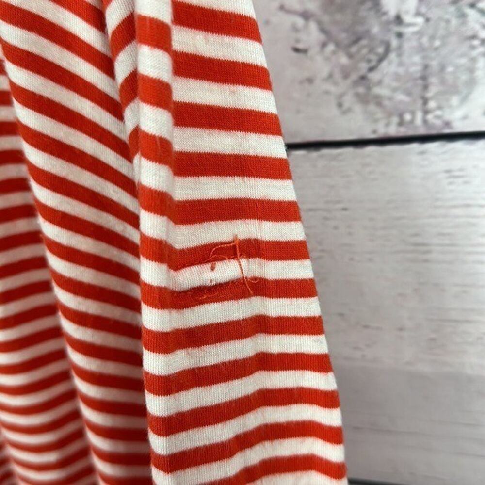 Ali Miles Top Shirt Womens Medium Orange White Stripe Polka dot Tunic Art Casual - Picture 4 of 12